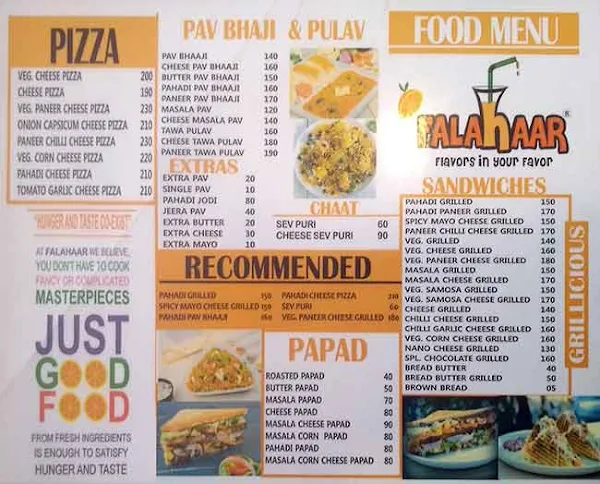 Falahaar menu 