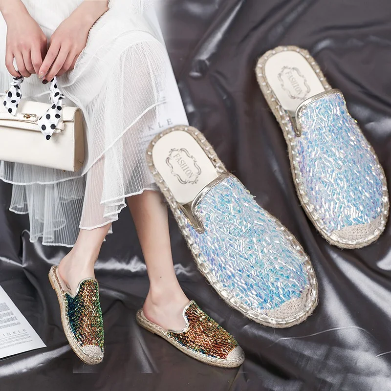 Title 4, Flache Hanfseil-Slipper mit Sehnenssohle. Natür...
