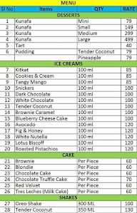 Zaaki's Creamery menu 1