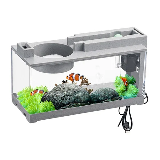 Mini Aquarium Fish Aquarium Retro Decorative Quiet Desk Aquarium With Water Pump For Turtle Reptile Shrimp Moss Crab Bet