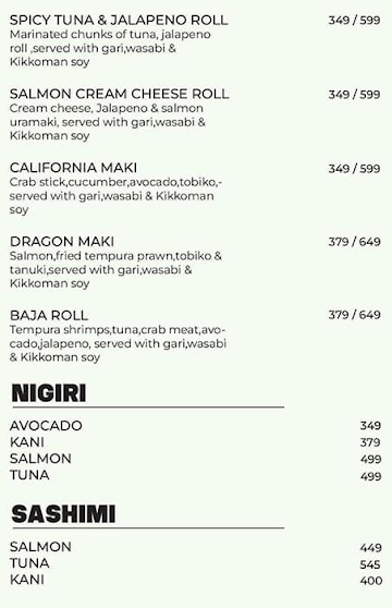 Kyba- Sushi Dim Sums & More menu 