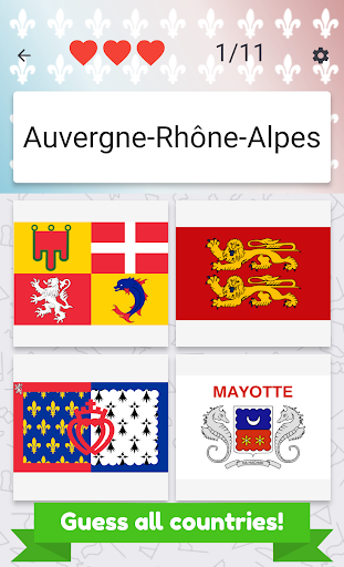 France Regions  -  flags, maps & capitals