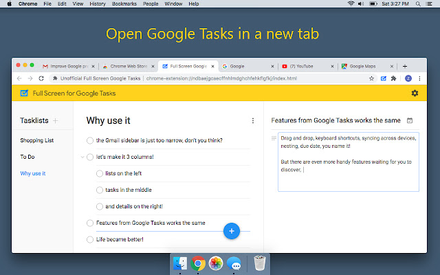 Full Screen Google Tasks