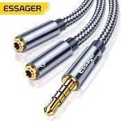 Đầu Chia Âm Thanh Essager Tai Nghe Mở Rộng Cáp Aux Giắc Cắm 3.5Mm Sang Mic Kép Chữ Y