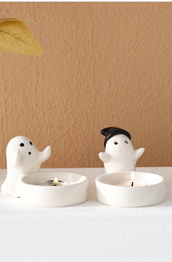 Title 7, Ceramic Couple Ghost Candlestick Funny Ornament...