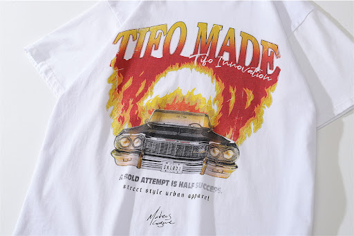 Title 14, Flame Car Printed T-shirt for Men. Experience b...