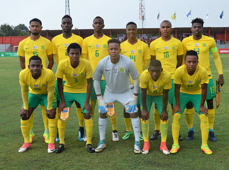 The Amajita line-up that started the 2-0 win over Mauritius in their opening Group B clash at the 2017 Cosafa Under-20 Championships in Zambia on Saturday 2 December 2017.