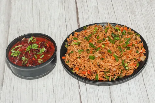 Veg. Manchurian Gravy With Fried Rice