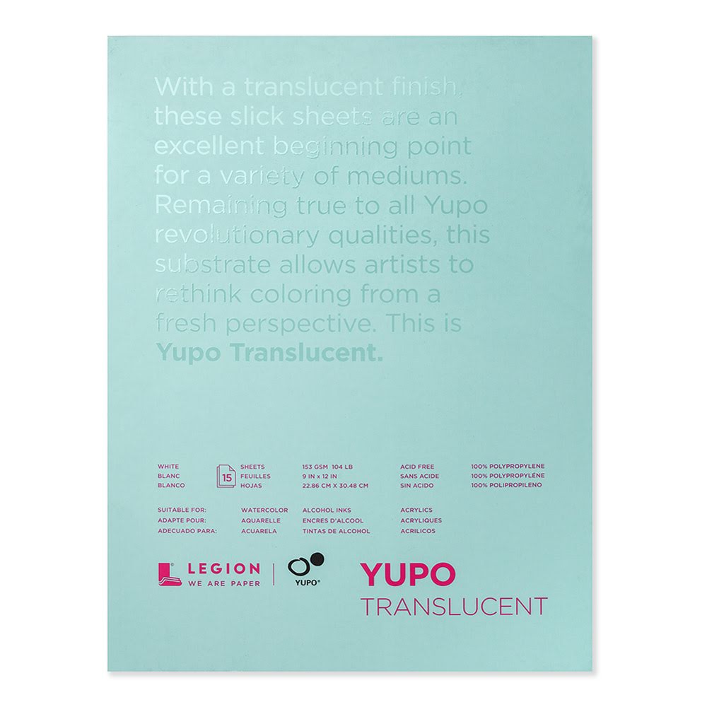 Yupo Paper 9x12 15 Sheets-pkg-translucent 104lb