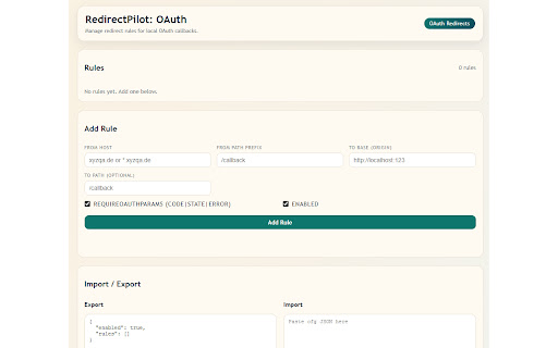 RedirectPilot: OAuth screenshot 1