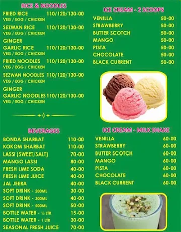 Swarna Mayuri menu 