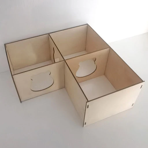 Hamster Wooden House Multi Chambers Detachable Roof Small Pet Hideout for Dwarf Hamsters Easy to Clean Habitat Decor