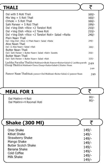 Khana Khajana menu 