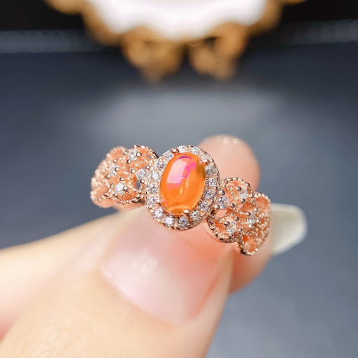 Title 1, European and American Natural Fire Opal Ring. S...