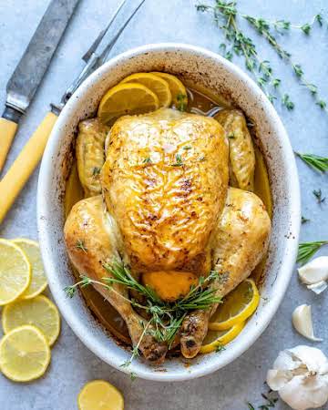 Lemon Garlic Oven Roasted Whole Chicken