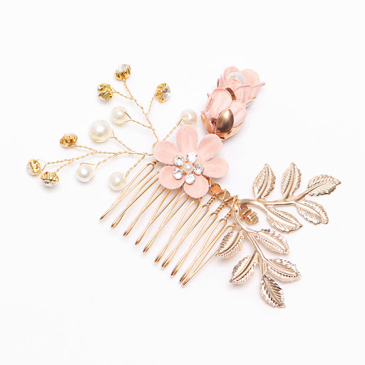 Title 7, Blue White Purple Color Flower Hair Comb, Elega...