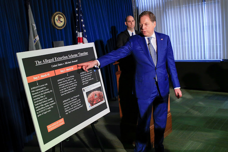 Geoffrey Berman, the US Attorney for the Southern District of New York speaks during a news conference announcing charges against attorney Michael Avenatti