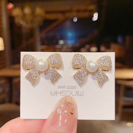 Title 2, Womens Exquisite Micro-inlaid Bow Stud Earring...