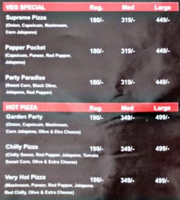 Hot Spot Pizza Sekhar menu 