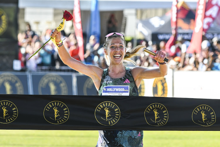 Gerda Steyn, seen here winning the 2023 Comrades Marathon earlier this year, has qualified for the 2024 Paris Olympics.