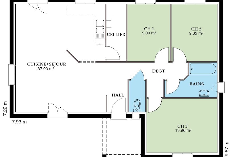  Vente Terrain + Maison - Terrain : 548m² - Maison : 98m² à Angles (85750) 