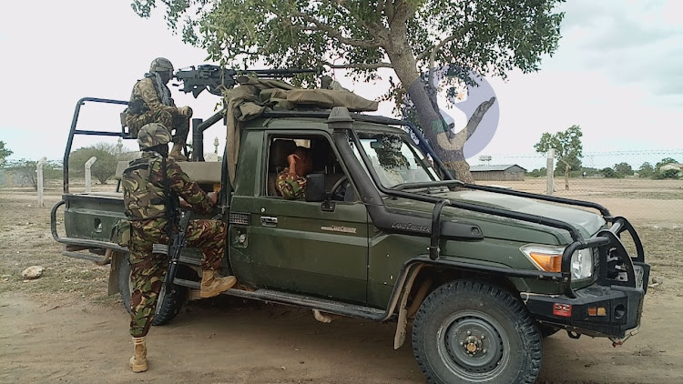 KDF soldiers on patrol in Lamu on December 31,2022.