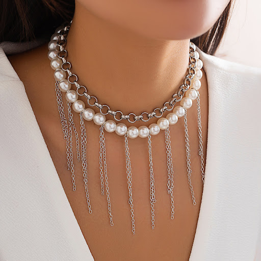 Title 5, Pearl Tassel Fun Design Double-layer Retro Neck...