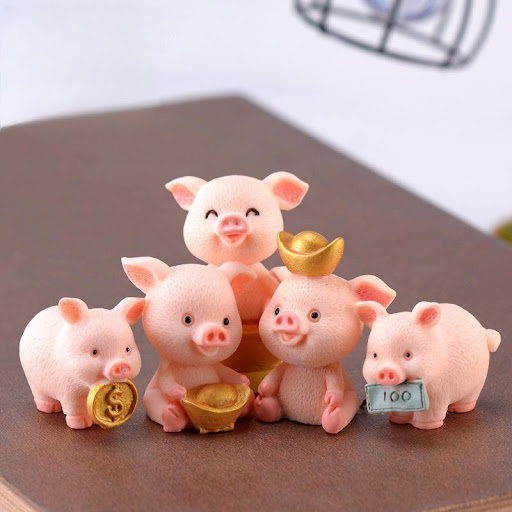 Title 3, Fortune Pig Resin Decorations Crafts. Decorativ...