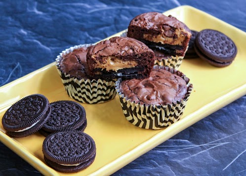 Oreo Peanut Butter Brownie Cupcakes