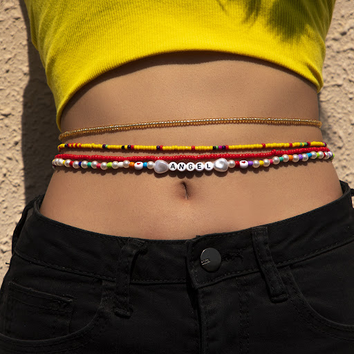 Title 10, Shell Stretch Rice Beads Multilayer Body Chain ...