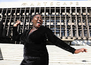 Opera singer Masabane Cecilia Rangwanasha outside Artscape in Cape Town. 