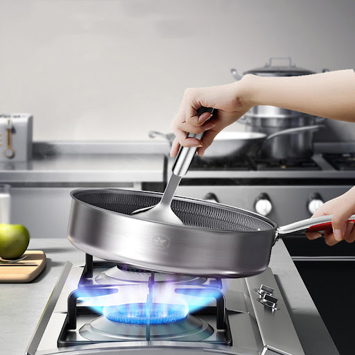 Title 1, Stainless Steel Honeycomb Pan Cooking Skillet S...