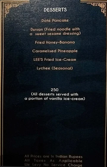 Lee's Chinese Restaurant menu 