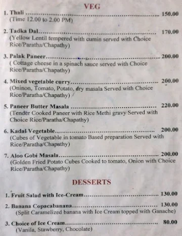 Fresh Choice Restaurant menu 