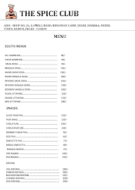 The Spice Club menu 1