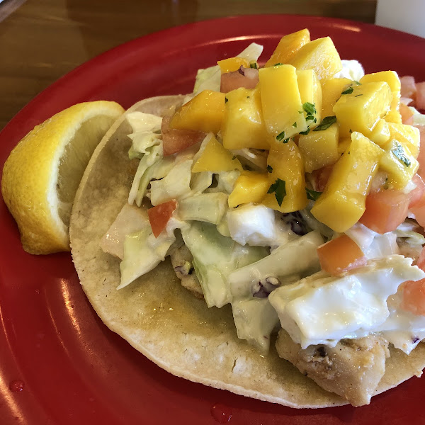 Fish tacos heaped with delicious ingredients