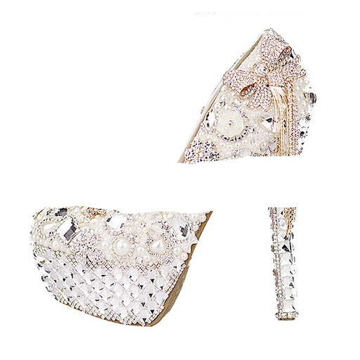Title 3, High Heel Waterproof Pearl Luxury Crystal Weddi...