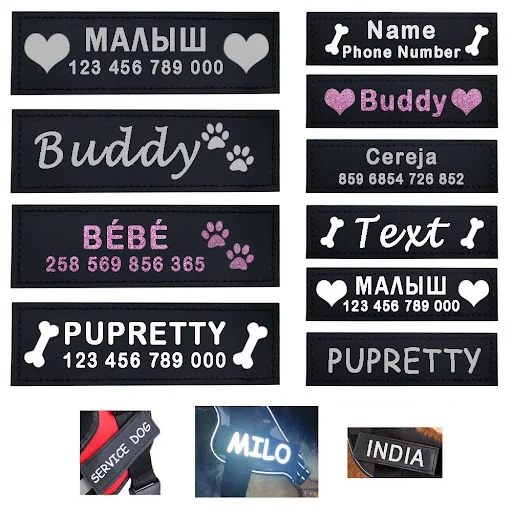 2 PCS Personalized Dog Name Tag Pet Harness ID Label Reflective Colorful DIY Name Logo Custom Dog Chest Strap Harness Co