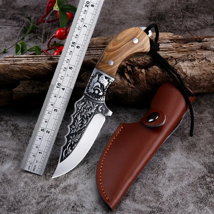 Geprägtes, geschnitztes mongolisches Messer für Handwerk und Fleisch, mit Griff, tibetisches Design, ideal zum Schnitzen