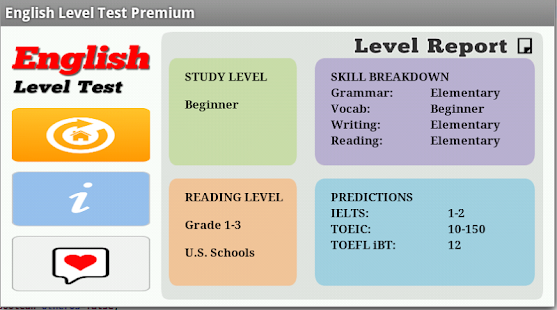 English Level Test Screenshot