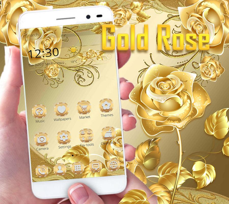Android application Gold Rose Theme Royal Gold screenshort