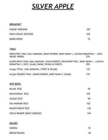 Silver Apple menu 