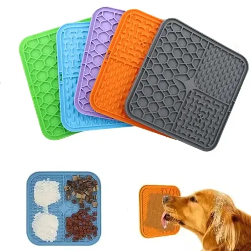 Pet Lick Silicone Mat for Dogs Pet Slow Food Plate Dog Bathing Distraction Silicone Dog Sucker Food Training Dog Feeder 