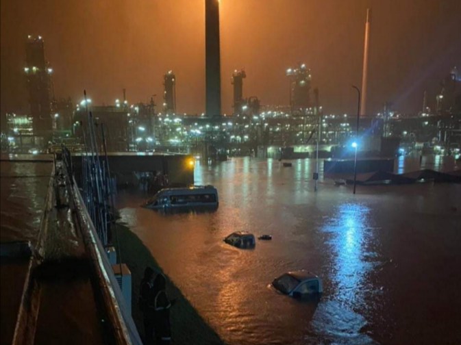 Sapref oil refinery, south of Durban, during the April floods. File photo.