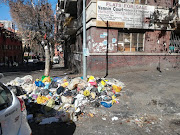 Rubbish piled up outside Vannin Court in Hillbrow where a joint law enforcement team conducted a raid on Wednesday June 12 2019 in an operation to rid the area of criminals.