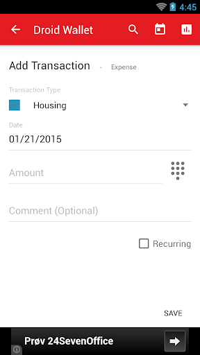 Screenshot Droid Wallet - Money Manager