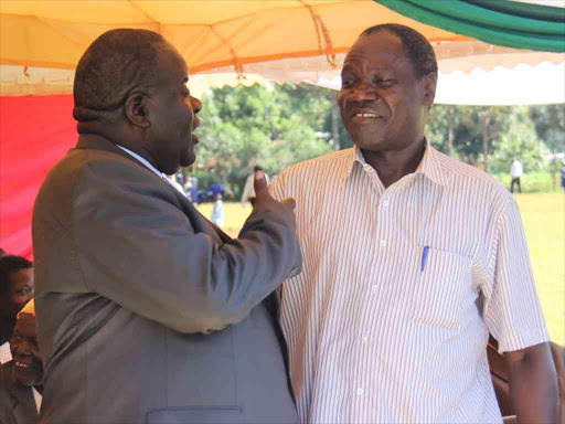 Homa Bay Governor Cyprian Awiti with Kasipul MP Oyugi Magwanga on October 27 last year / HABIL ONYANGO