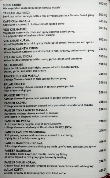 Dimple Restaurant menu 