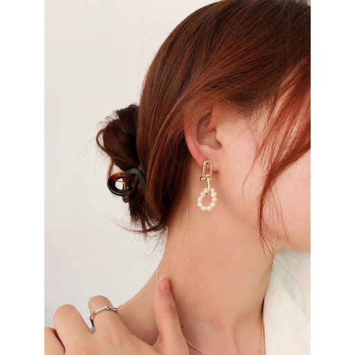 Title 2, Natural Freshwater Pearl Earrings Female Metall...