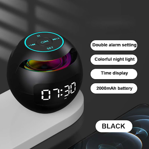 Title 2, Mini Dual Alarm Bluetooth Speaker Colorful Nigh...